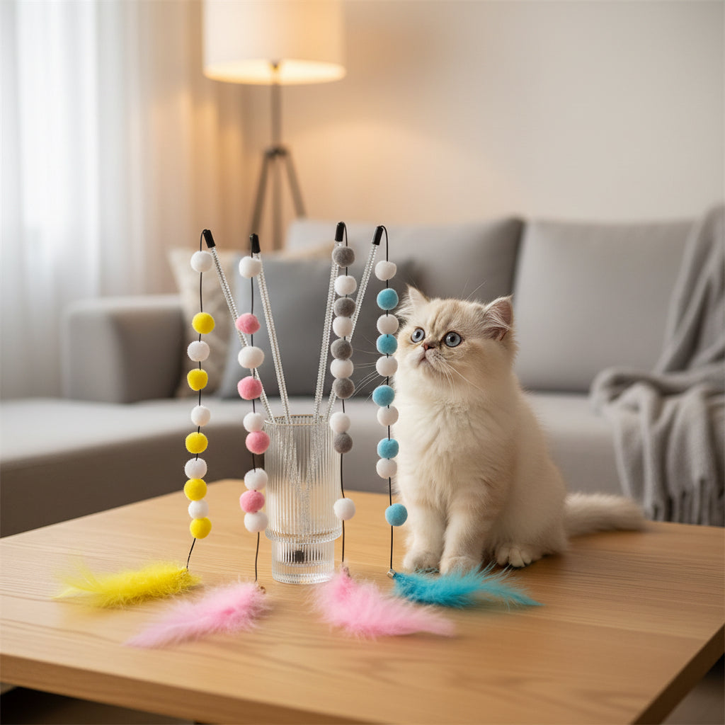 FurFella Cat Teaser Wand — Interactive Feather & Bell Toy for Cats